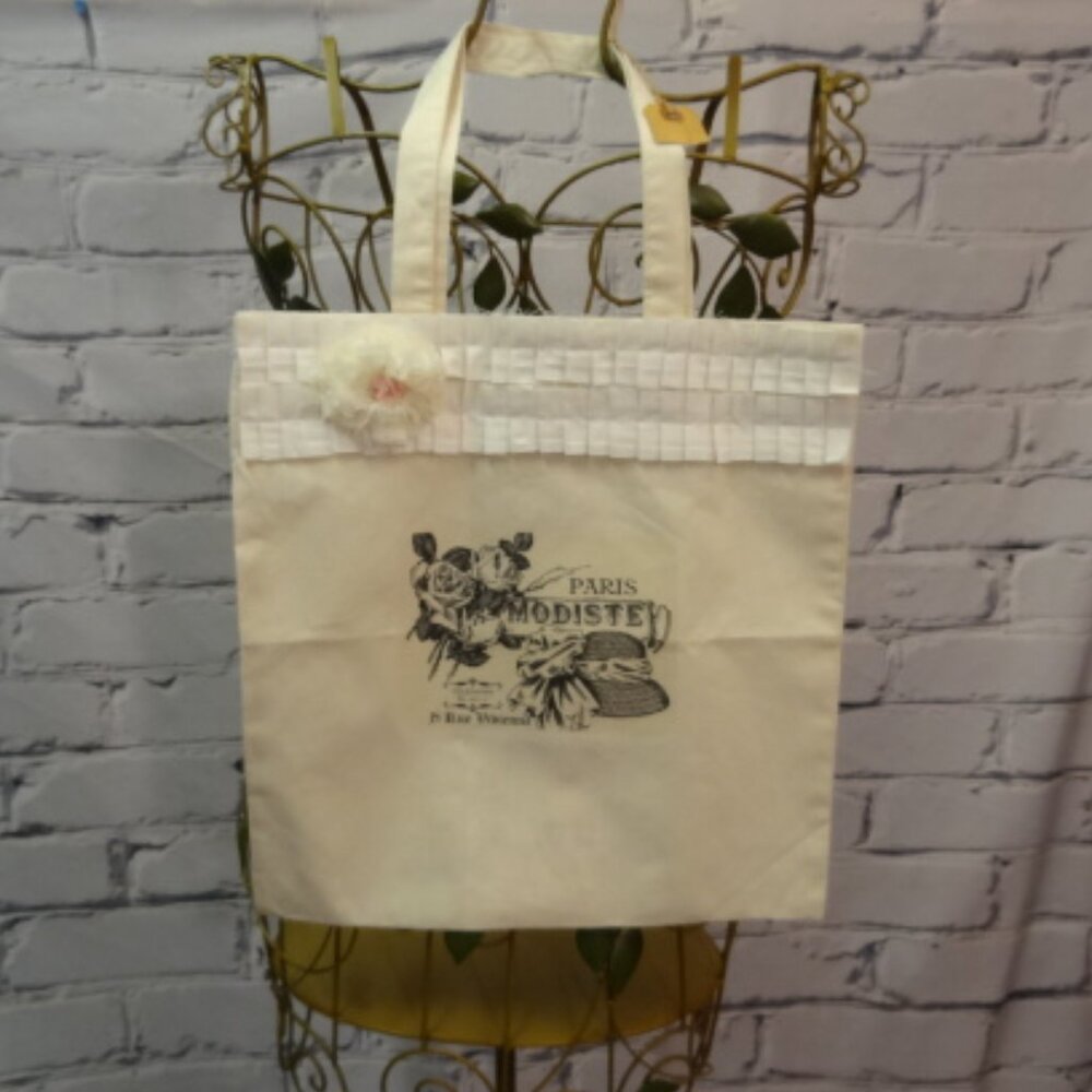 Handmade Canvas/Muslin Decorative Bag w/Shoulder Strap, NWT